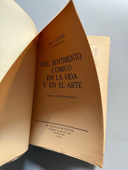 Del sentimiento cómico en la vida y en el arte, J. Goyanes - M. Aguilar Editor, 1932