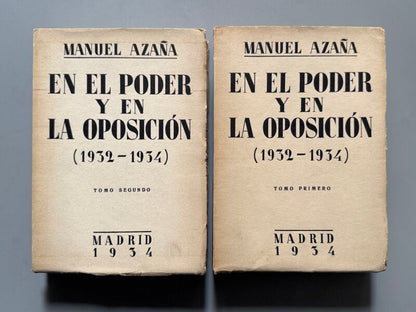 En el poder y en la oposición (1932-1934), Manuel Azaña - Espasa-Calpe, 1934