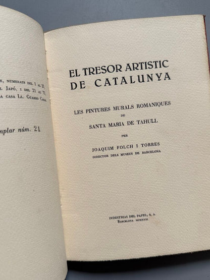 Les pintures murals romàniques de Santa Maria de Tahull, Joaquim Folch i Torres, Barcelona, 1931
