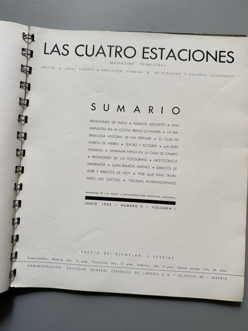 Las Cuatro Estaciones. Revista de Vanguardia. Nº2 - Antoni Lopez Llausás, 1935