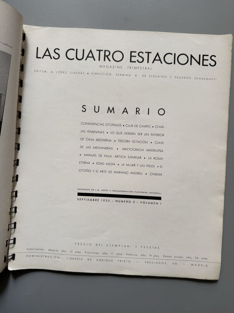 Las Cuatro Estaciones. Revista de Vanguardia. Nº3 - Antoni Lopez Llausas, 1935