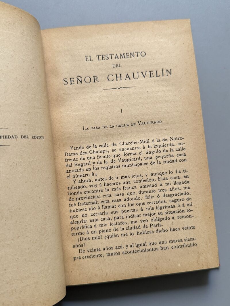 El testamento del señor Chauvelín, Alejandro Dumas (Padre) - Luis Tasso Editor, ca. 1920