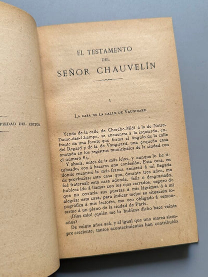 El testamento del señor Chauvelín, Alejandro Dumas (Padre) - Luis Tasso Editor, ca. 1920