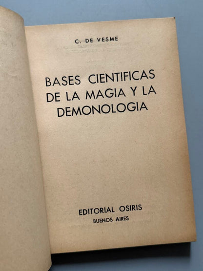 Bases científicas de la magia y la demonología, C. de Vesme - Editorial Osiris, 1977