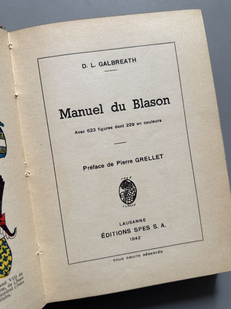 Manuel du Blason, D. L. Galbreath. Heráldica - Editions Spes, 1942