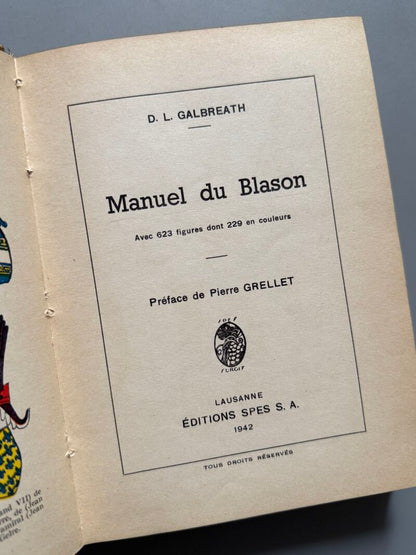 Manuel du Blason, D. L. Galbreath. Heráldica - Editions Spes, 1942