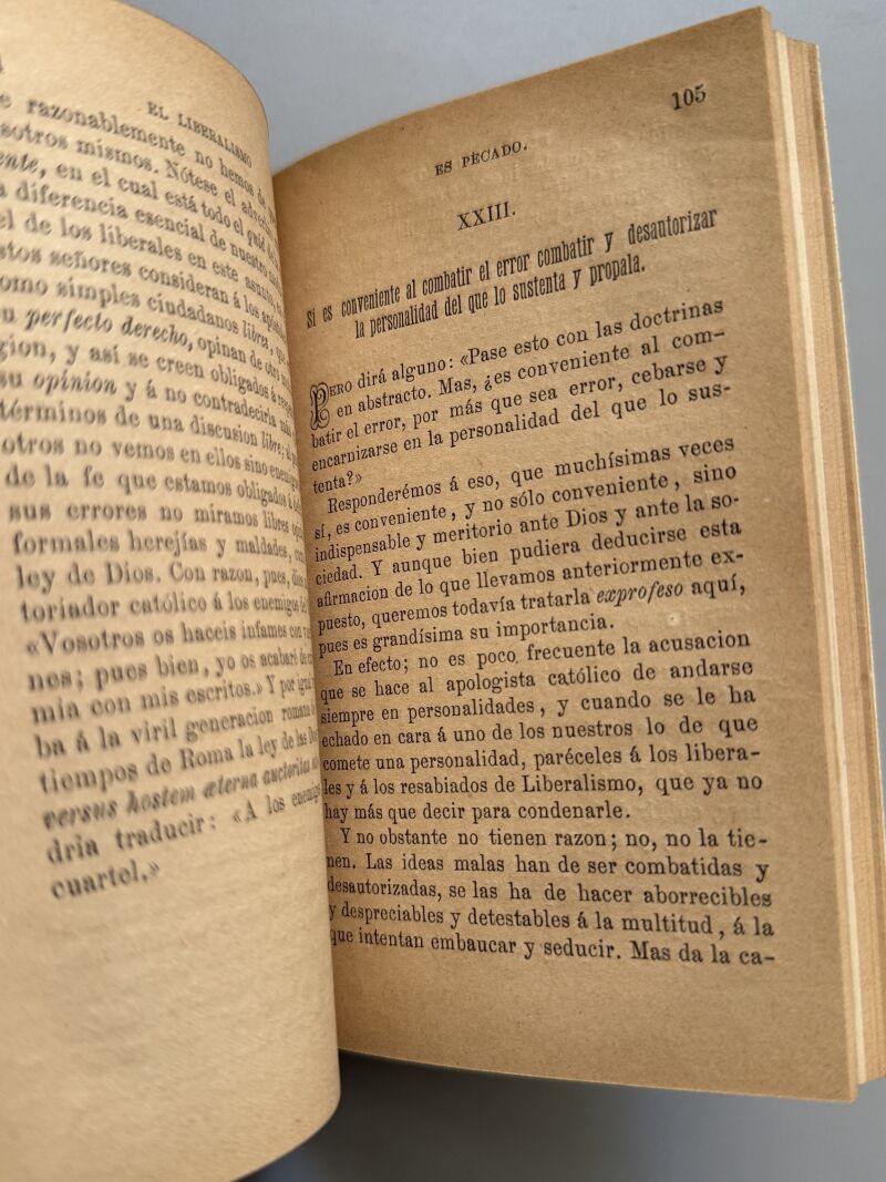 El liberalismo es pecado, Félix Sardá y Salvany (2ª edición) - Librería y Tipografía Católica, 1884
