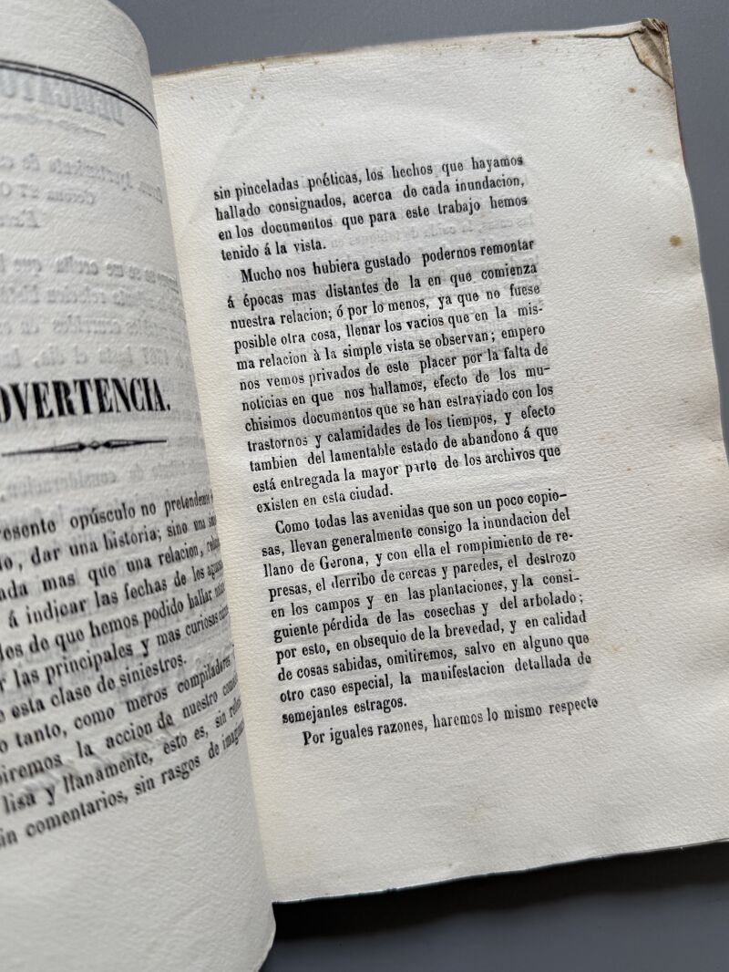 Inundaciones de Gerona, Julian de Chia - Imprenta y Librería de Paciano Torres, 1861