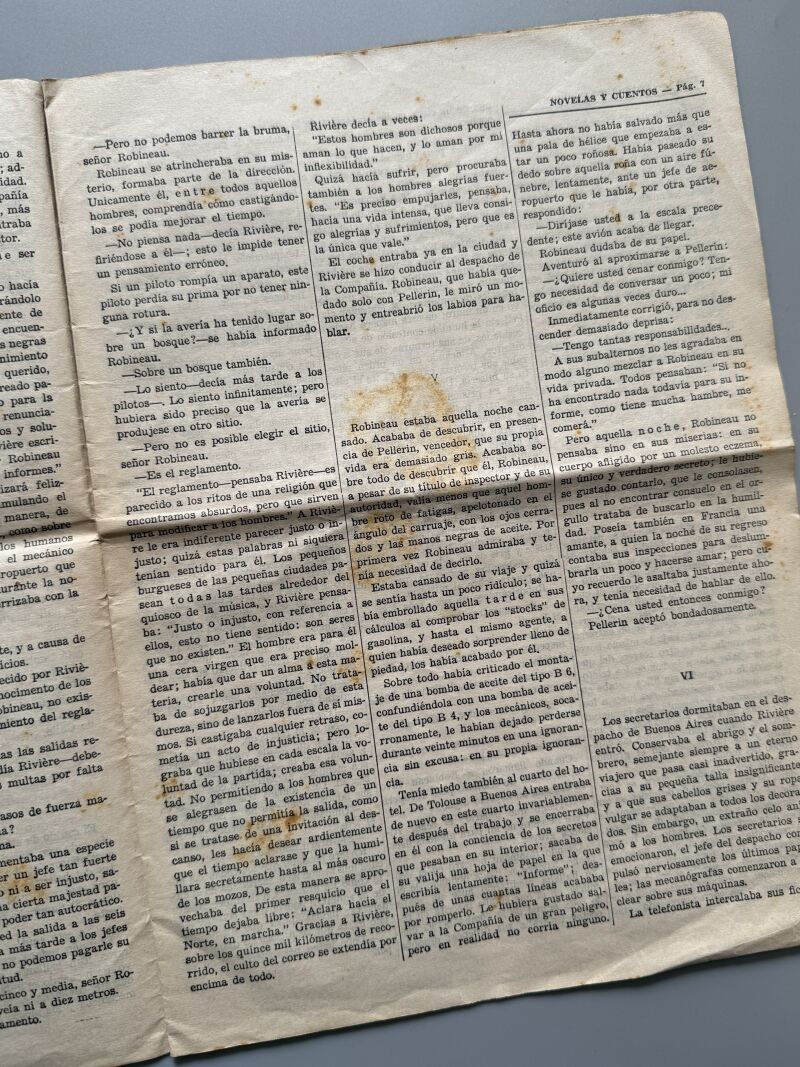 Vuelo nocturno, Antoine de Saint-Exupéry - Revista literaria. Novelas y cuentos, 1944