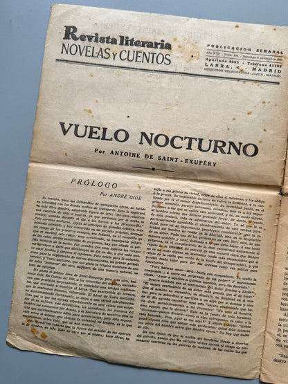 Vuelo nocturno, Antoine de Saint-Exupéry - Revista literaria. Novelas y cuentos, 1944