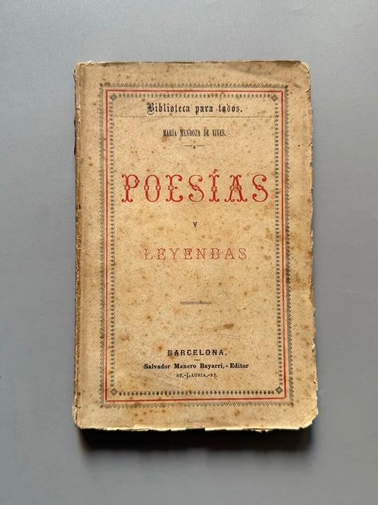 Poesías y leyendas, María Mendoza de Vives - Salvador Manero Bayarri, 1880