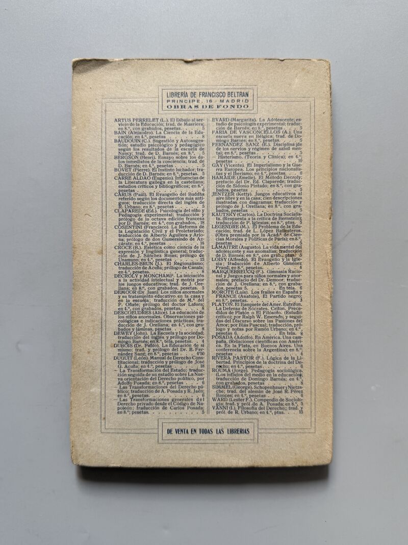 La condición del trabajo, Henry George - Francisco Beltrán, Librería Española y Extranjera, 1923
