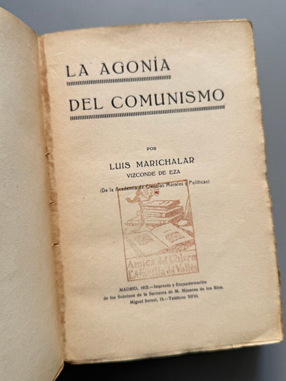 La agonía del comunismo, Luis Marichalar - Madrid, 1932