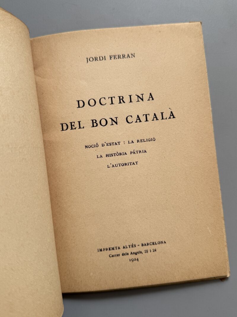 Doctrina del bon català, Jordi Ferran - Impremta Altés, 1924
