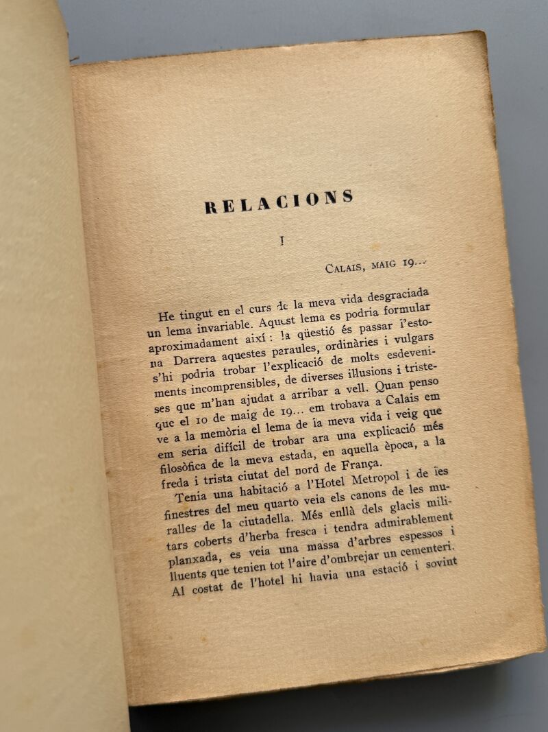 Relacions, Josep Pla (primera edición) - Llibreria Catalonia, 1927