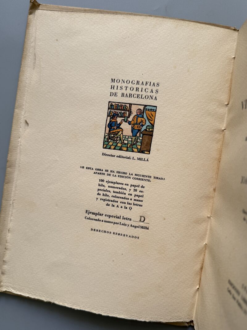 El transporte en la vida barcelonesa 1800-1900. Especial, coloreado a mano - Llibreria Millà, 1946