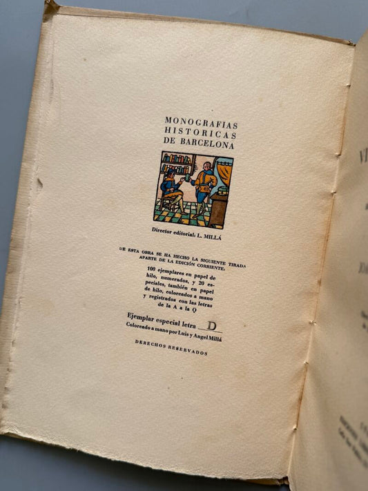 El transporte en la vida barcelonesa 1800-1900. Especial, coloreado a mano - Llibreria Millà, 1946