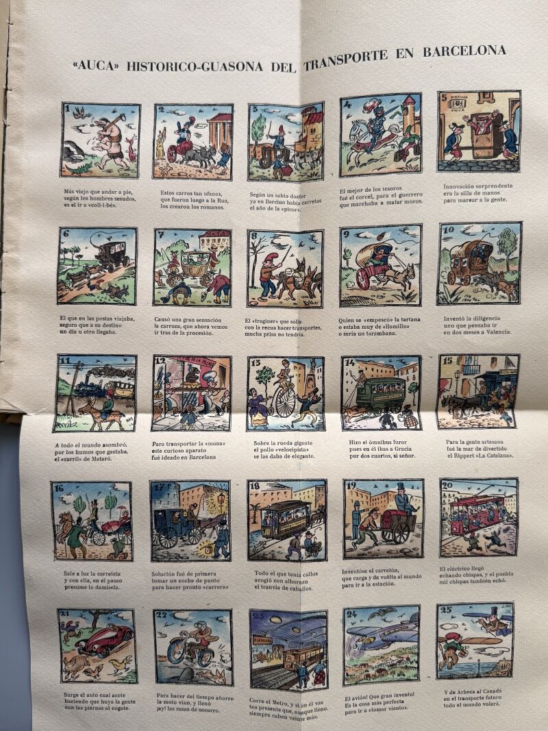 El transporte en la vida barcelonesa 1800-1900. Especial, coloreado a mano - Llibreria Millà, 1946