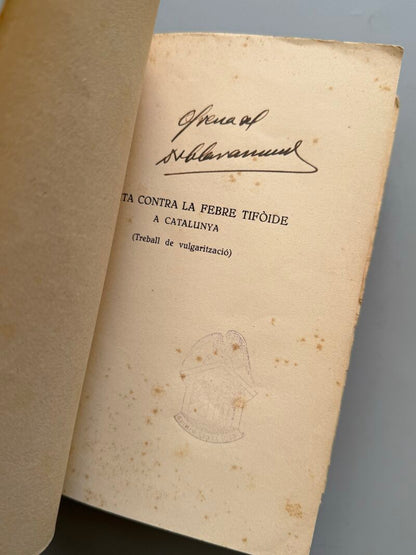 Lluita contra la febre tifoide a Catalunya, Lluís Claramunt i Furest - Imp. La Ibérica, 1933