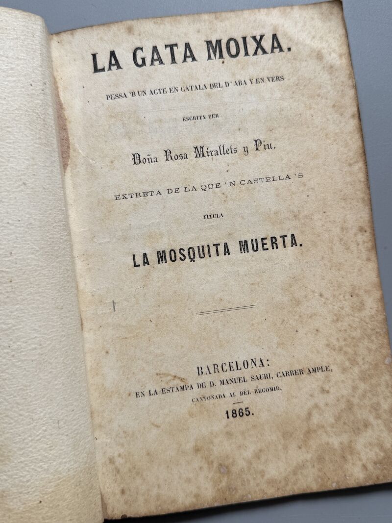 La gata moixa, Rosa Mirallets y Piu - Estampa de D. Manuel Sauri, 1865