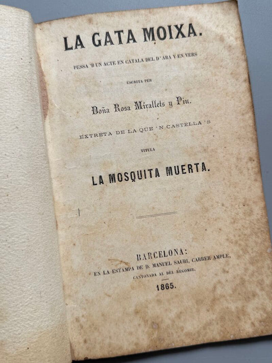 La gata moixa, Rosa Mirallets y Piu - Estampa de D. Manuel Sauri, 1865