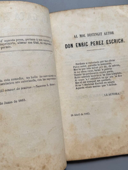 La gata moixa, Rosa Mirallets y Piu - Estampa de D. Manuel Sauri, 1865
