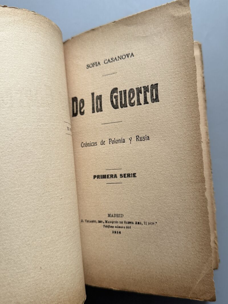 De la guerra, Sofía Casanova. Primera Guerra Mundial - Renacimiento, 1916