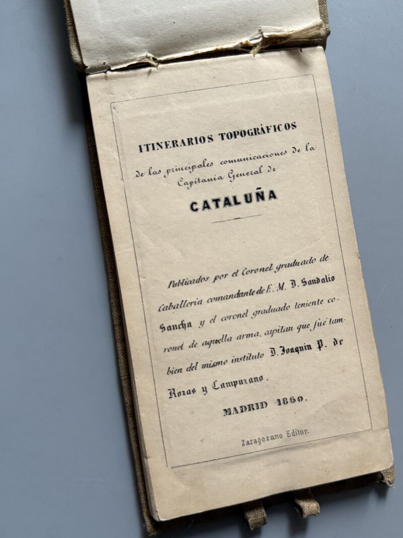 Itinerario Sancha-Rozas. Cataluña, Sandalio Sancha y Joaquín P. de Rozas - Zaragozano Editor, 1860