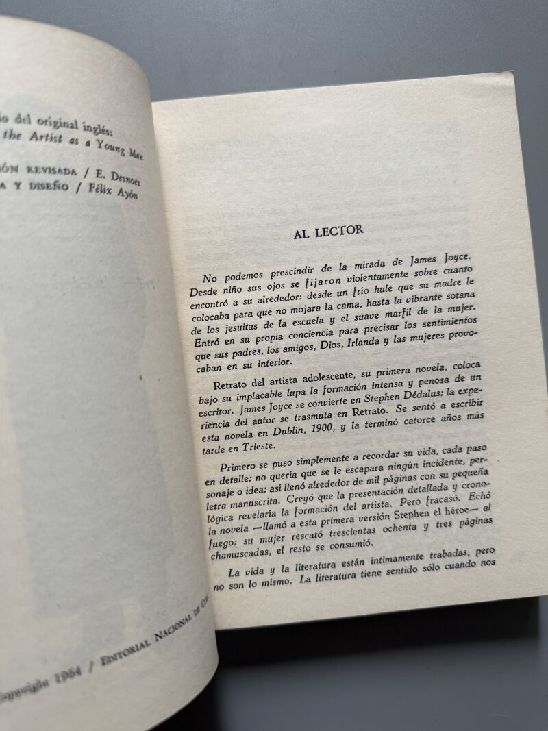 Retrato de un artista adolescente, James Joyce - Editorial Nacional de Cuba, 1964
