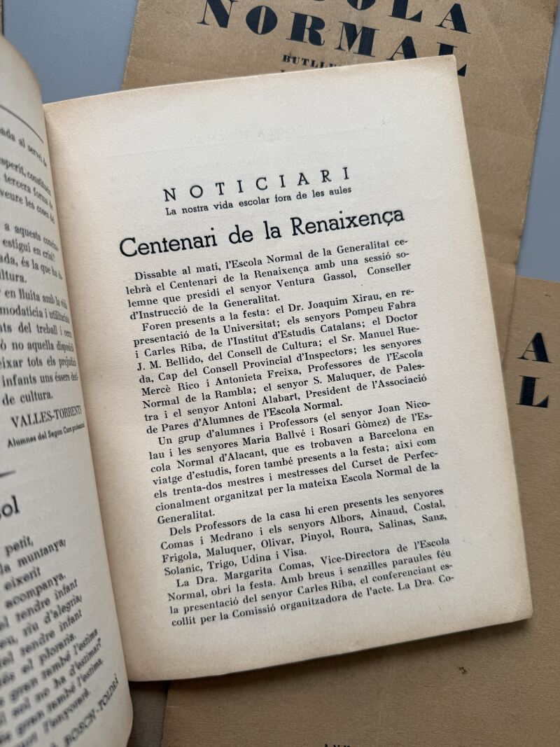 Butlletí de l'Escola Normal de la Generalitat, Escola Normal - Barcelona, 1933