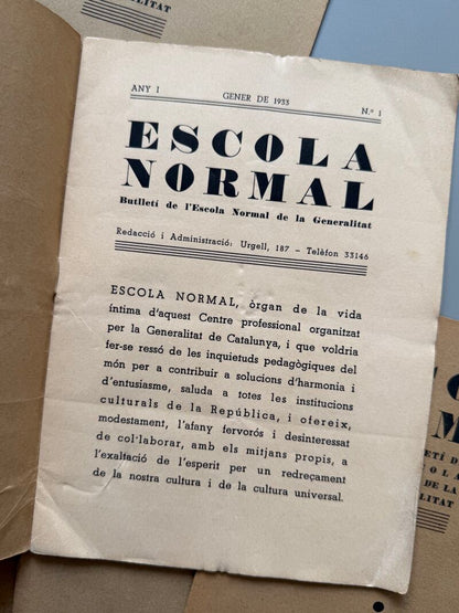 Butlletí de l'Escola Normal de la Generalitat, Escola Normal - Barcelona, 1933