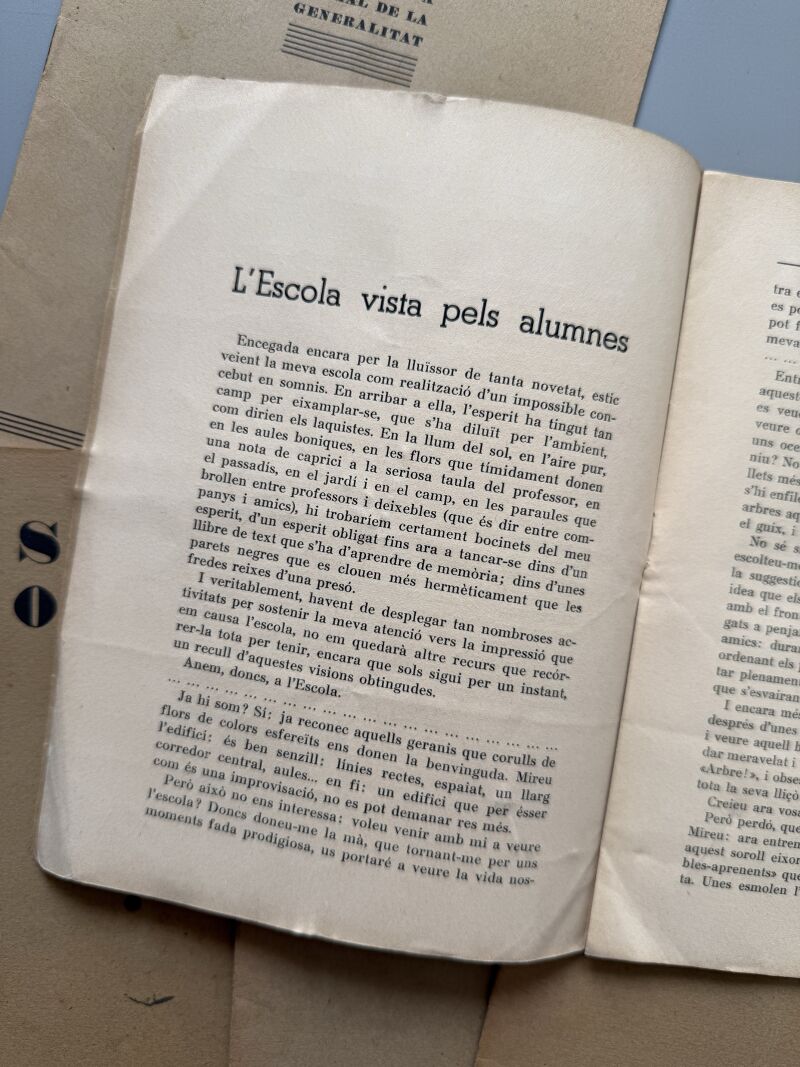 Butlletí de l'Escola Normal de la Generalitat, Escola Normal - Barcelona, 1933