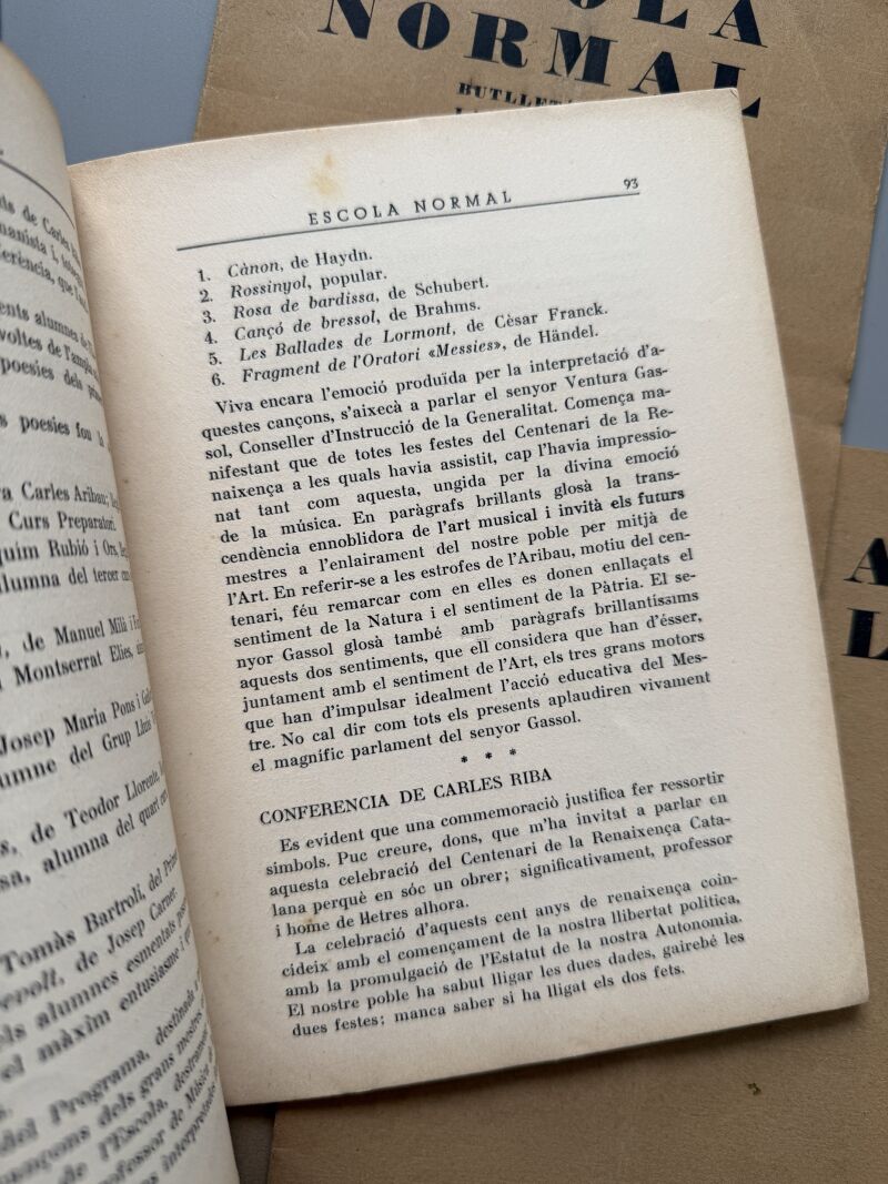 Butlletí de l'Escola Normal de la Generalitat, Escola Normal - Barcelona, 1933