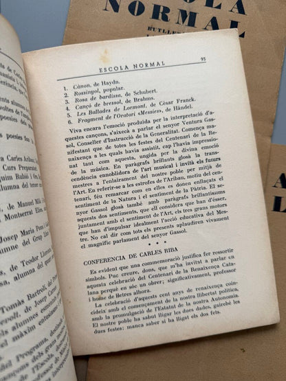 Butlletí de l'Escola Normal de la Generalitat, Escola Normal - Barcelona, 1933