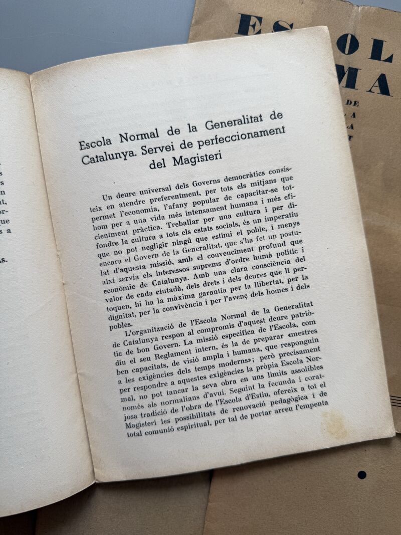 Butlletí de l'Escola Normal de la Generalitat, Escola Normal - Barcelona, 1933