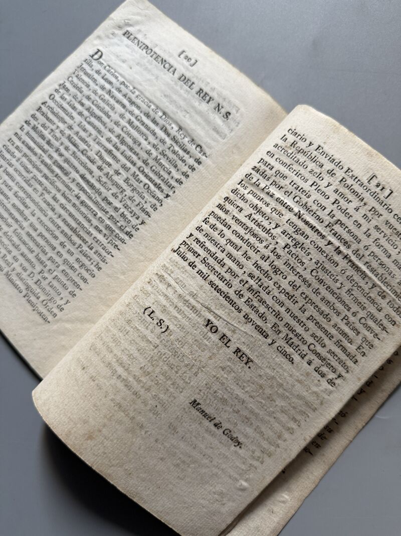Tratado definitivo de paz concluido entre el rey nuestro señor y la república francesa - 1795