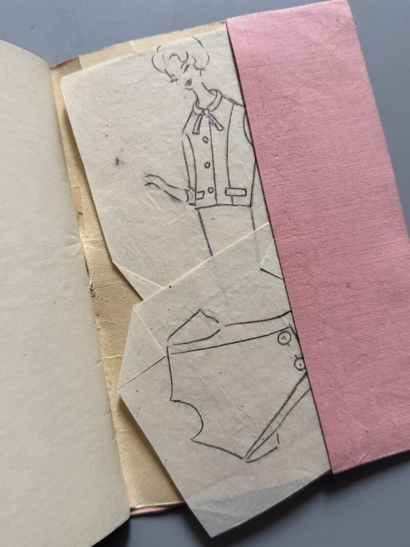 Curso de moda años 50 de Mª José Torres. Sobrecubierta bordada única - Fémina, siluetas para croquis