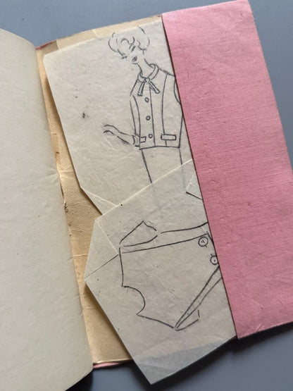 Curso de moda años 50 de Mª José Torres. Sobrecubierta bordada única - Fémina, siluetas para croquis