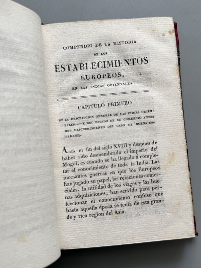 Compendio de la historia de los establecimientos europeos en las Indias Orientales - e Pochard, 1825