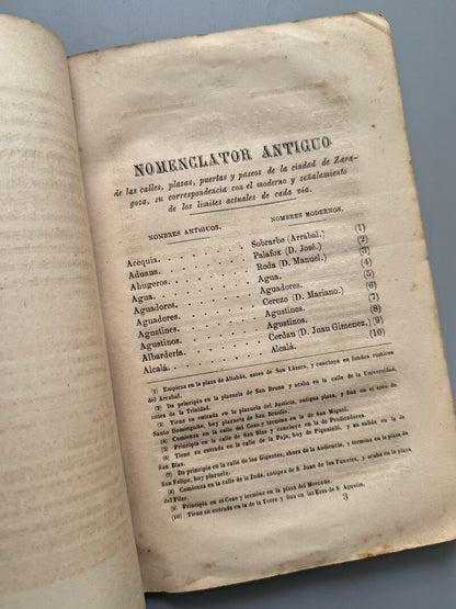 Descripción de las calles, plazas, plazuelas, puertas y paseos de la ciudad de Zaragoza - 1863
