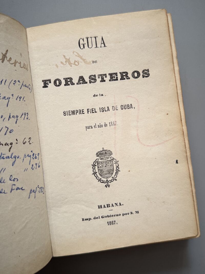 Guía de Forasteros de la siempre fiel Isla de Cuba para el año 1867 - la Habana