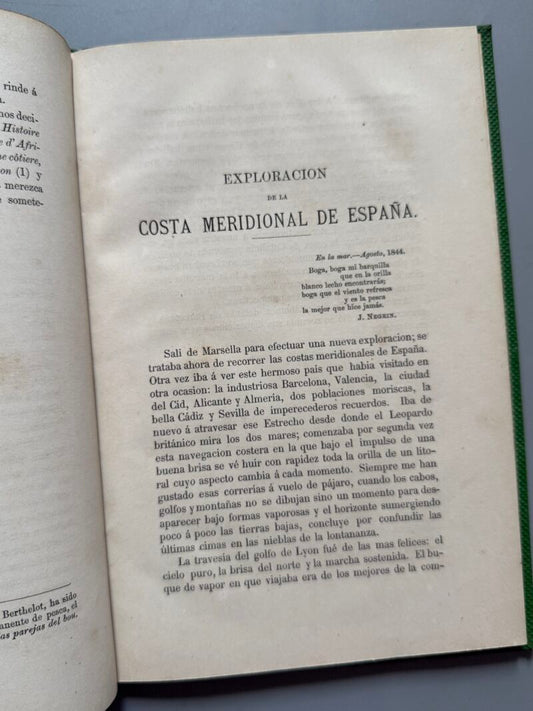 Exploración de la costa meridional de España, M. Sabino Berthelot - Cádiz, 1867