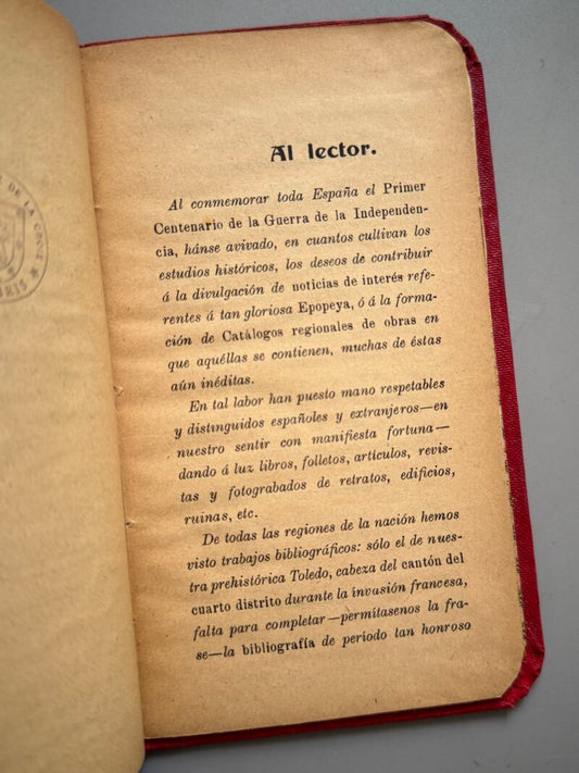 Bibliografía toledana de la Guerra de independencia, Juan Moraleda y Esteban - Toledo, 1911