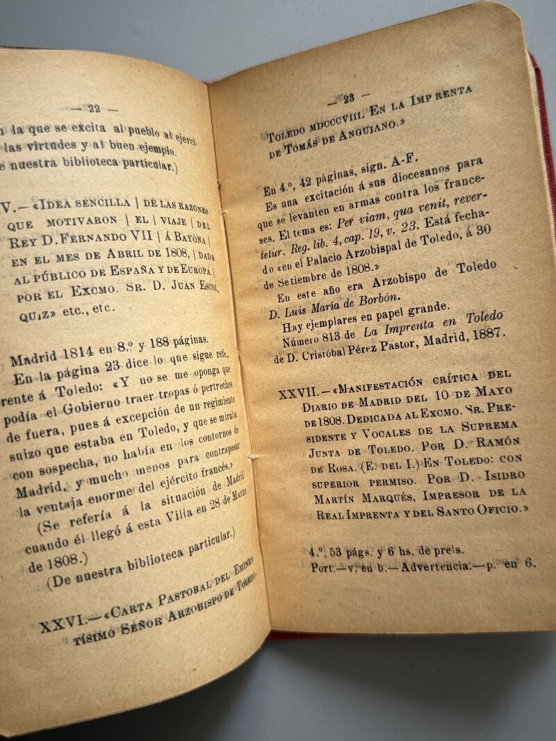 Bibliografía toledana de la Guerra de independencia, Juan Moraleda y Esteban - Toledo, 1911