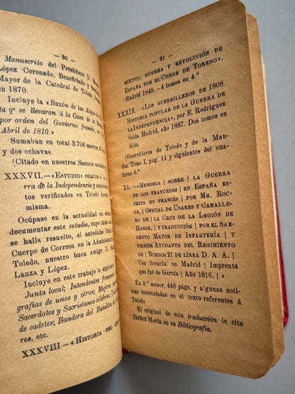 Bibliografía toledana de la Guerra de independencia, Juan Moraleda y Esteban - Toledo, 1911