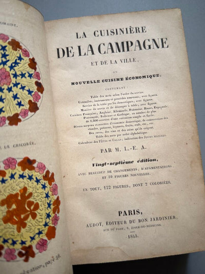 La cuisinière de la campagne et de la ville, M. L.-E. A. - Audot, éditeur de bon jardinier, 1845