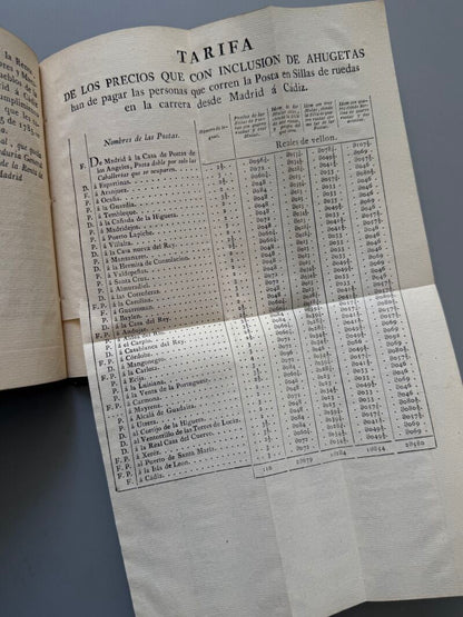 Instruccion provisional para los que viajes en sillas ó berlinas de ruedas de Madrid á Cádiz - 1785