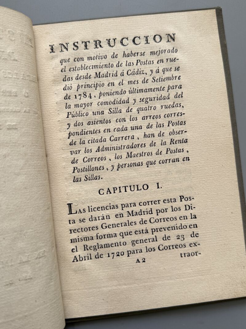 Instruccion provisional para los que viajes en sillas ó berlinas de ruedas de Madrid á Cádiz - 1785