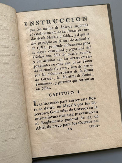 Instruccion provisional para los que viajes en sillas ó berlinas de ruedas de Madrid á Cádiz - 1785