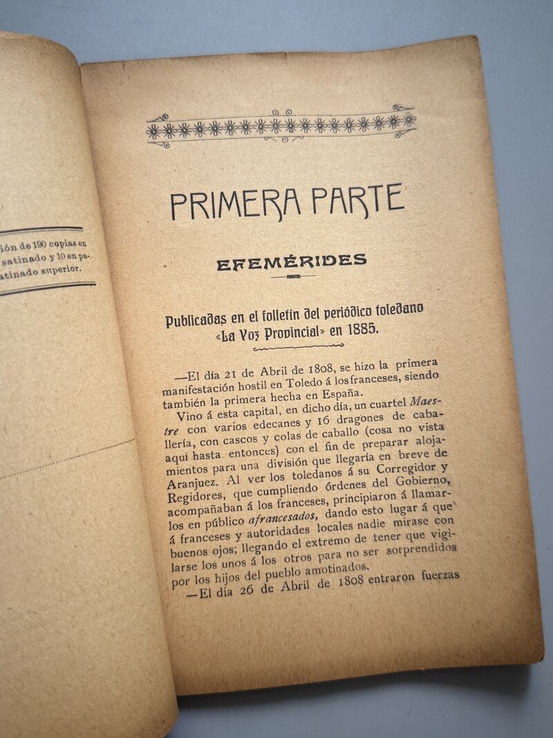 Sucesos notables ocurridos en Toledo durante la Guerra de Independencia, Moraleda y Esteban - 1909